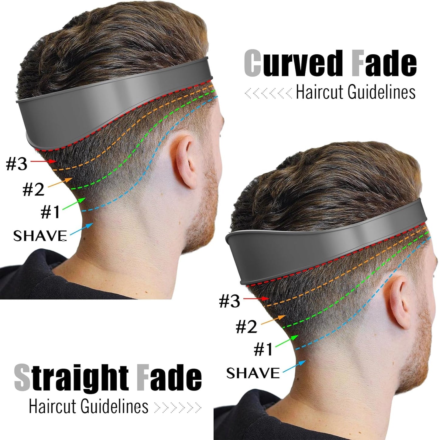 Adjustable Hair Trimming Guide and Neckline Shaving Template,DIY Self Haircutting System, Shaving and Keeping a Clean and Straight Neck Hairline,Easy Use Tool Soft Portable (Grey)