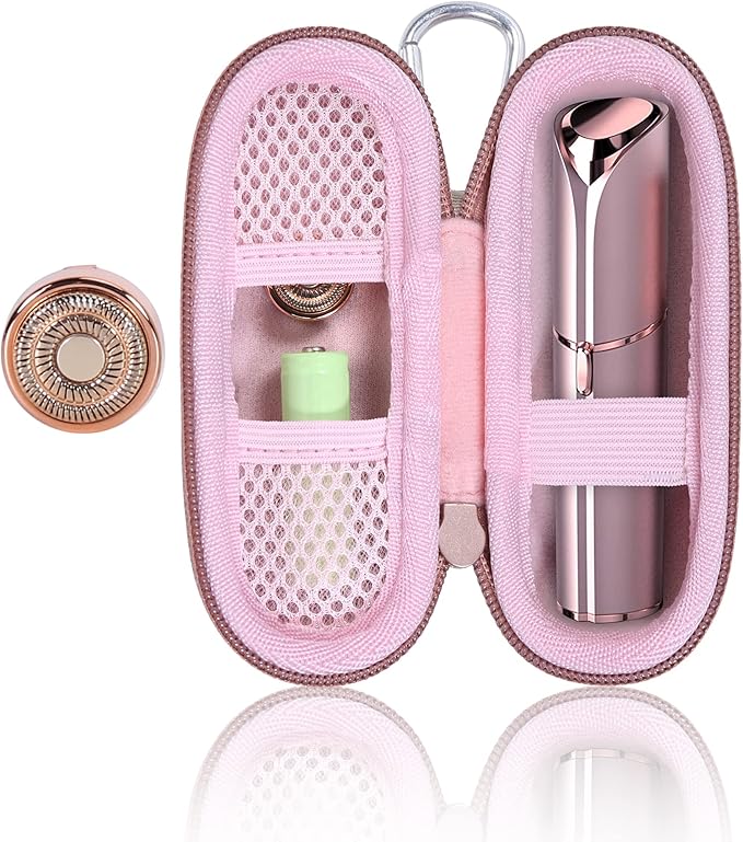 co2CREA Hard Case and Replacement Head Compatible with Finishing Touch Flawless Facial Hair Remover Electric Face Razor for Women (Rose Gold Case + Replacement Head)