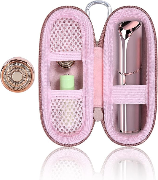 co2CREA Hard Case and Replacement Head Compatible with Finishing Touch Flawless Facial Hair Remover Electric Face Razor for Women (Rose Gold Case + Replacement Head)