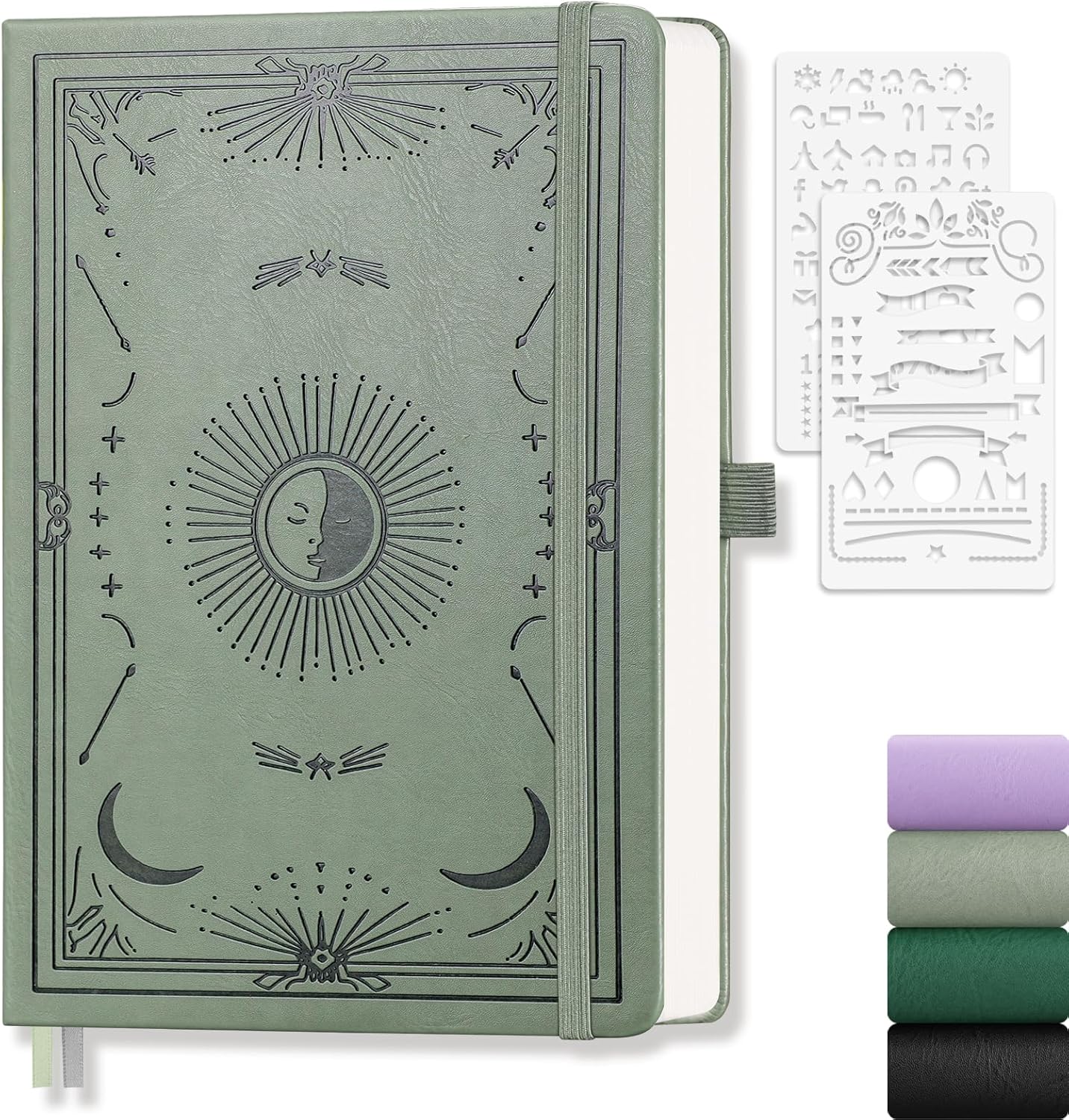 Dotted Journal for Women Men, 192 Pages A5 Notebook Journal, Hardcover Notebook with 100Gsm Thick Pages, Leather Note Book for Writing, Travel, Business, Office, Prayer 5.7 x 8.3, Light Green