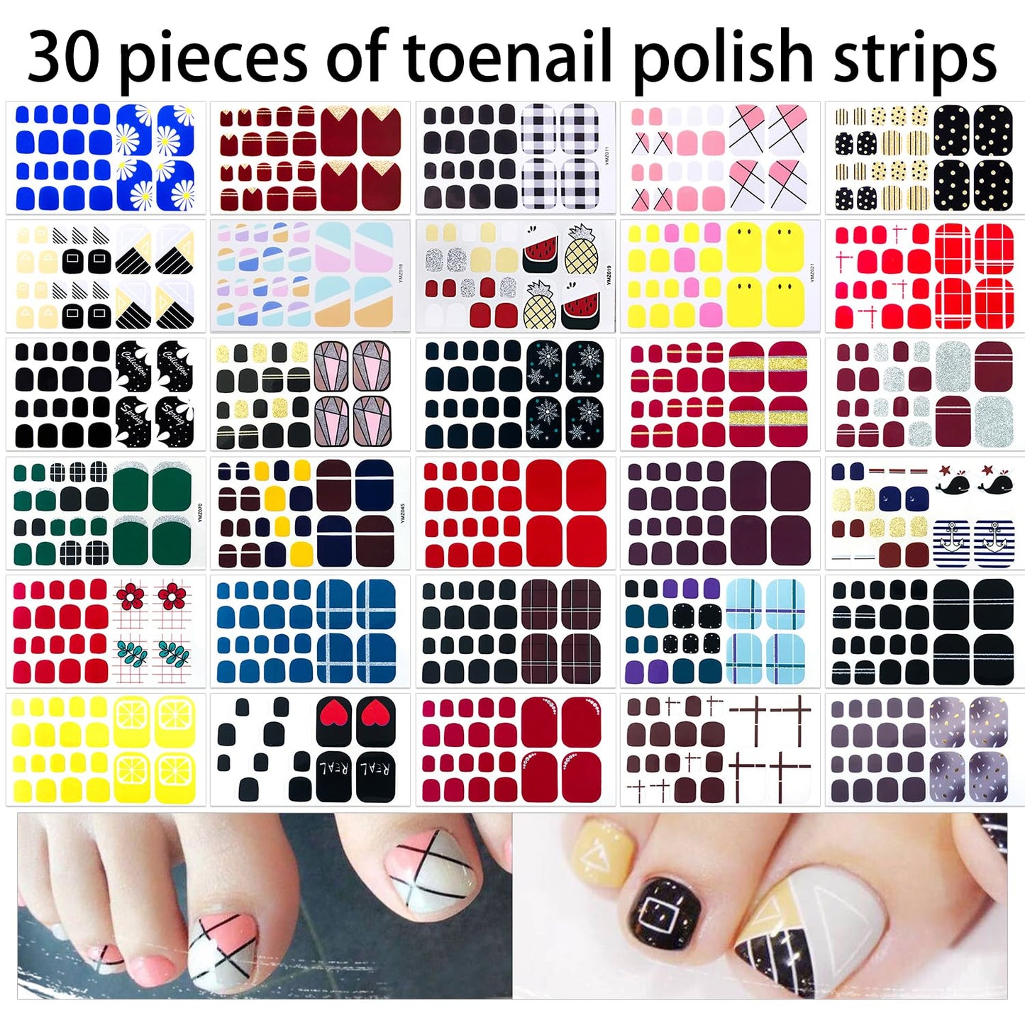 660 Pieces 30 Sheets Toes Nail Polish Strips Glitter Gel Nail Stickers Full Nail Wraps Self Adhesive Nail Polish Stickers for Women Girls Nails Art Accessories with File