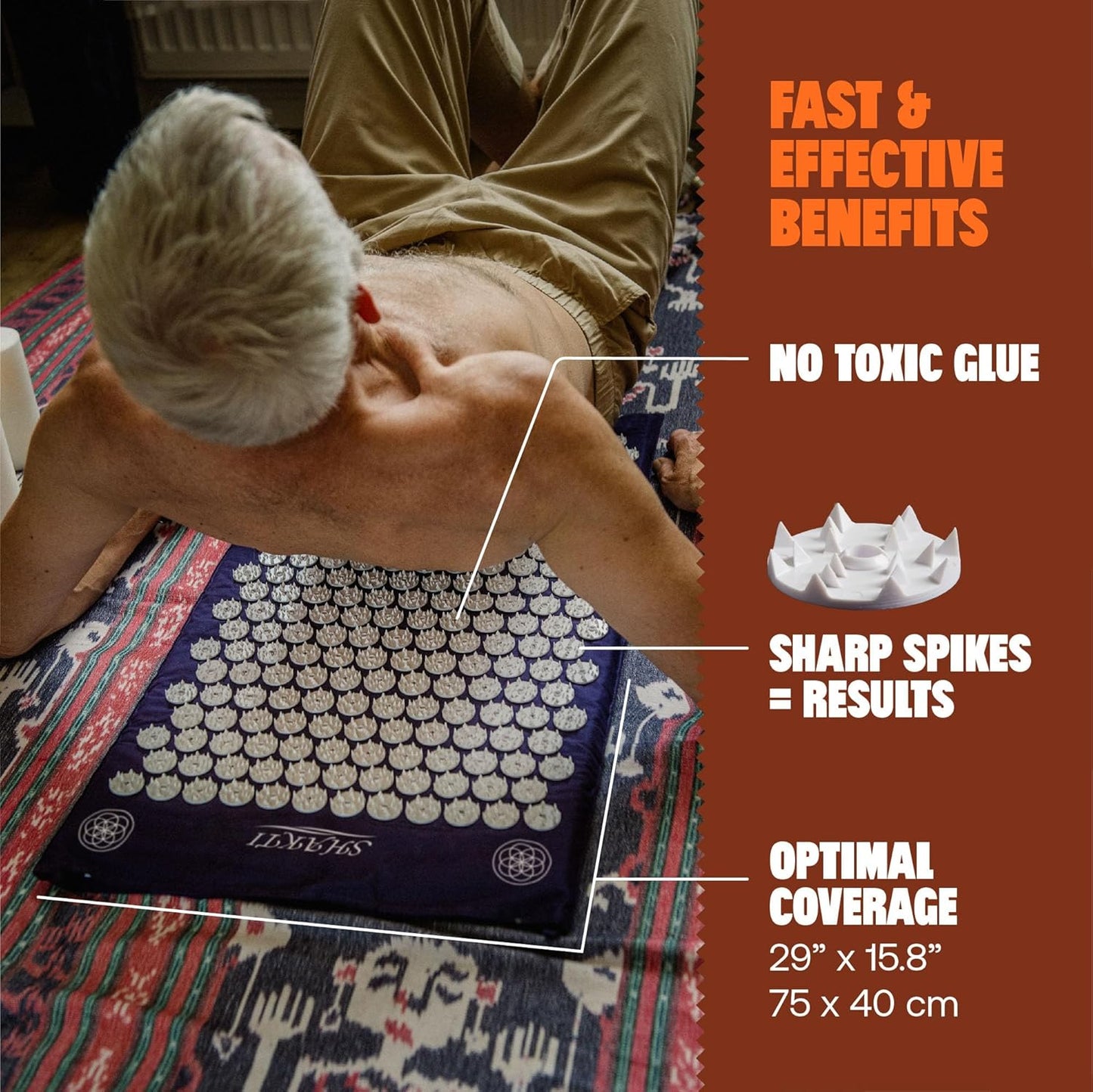 ShaktiMat Classic Acupressure Mat Advanced Intensity in Indigo, Relieves Stress & Tension, Promotes Relaxation & Focus | Similar to Acupuncture, No Needles Required | FSA/HSA Eligible