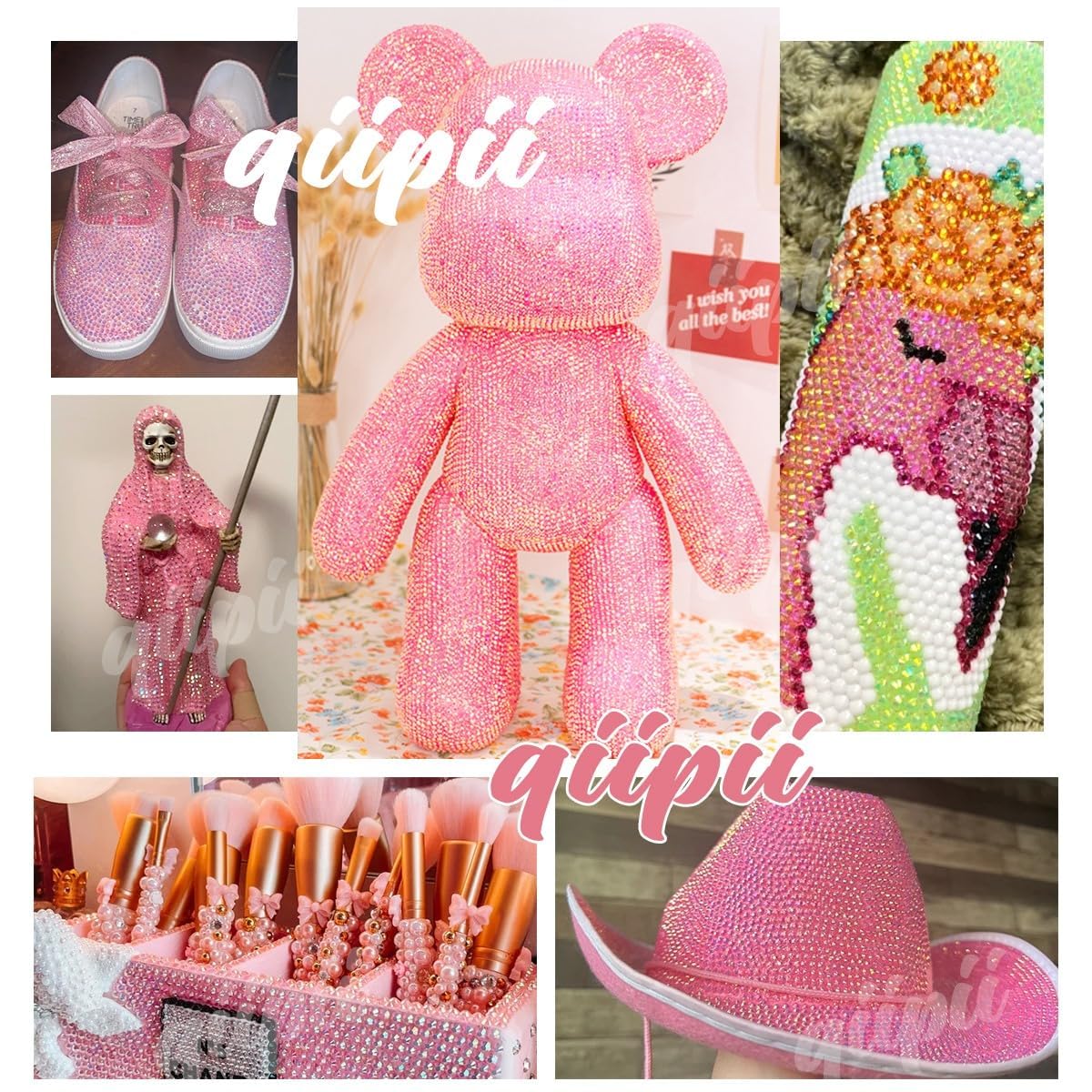 Light Pink AB Resin Rhinestones for Crafting 3mm 4mm 5mm Flatback Jelly Stones Bulk SS10 SS16 SS20 Non-Hotfix Diamonds Crystals Gems for Nails Face Eyes Makeup Mugs Tumblers Bottles DIY Crafts