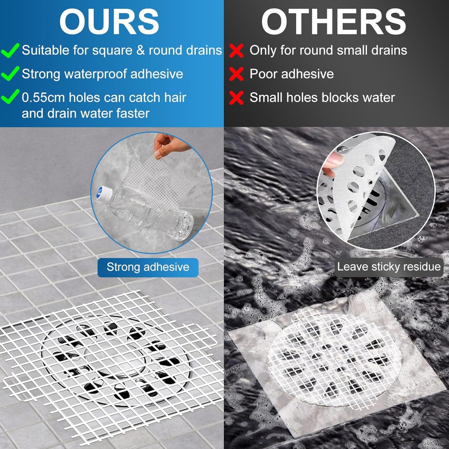 Disposable Shower Drain Hair Catcher, Shower Drain Cover Mesh Stickers, 25 Pack (4.1 Inch)