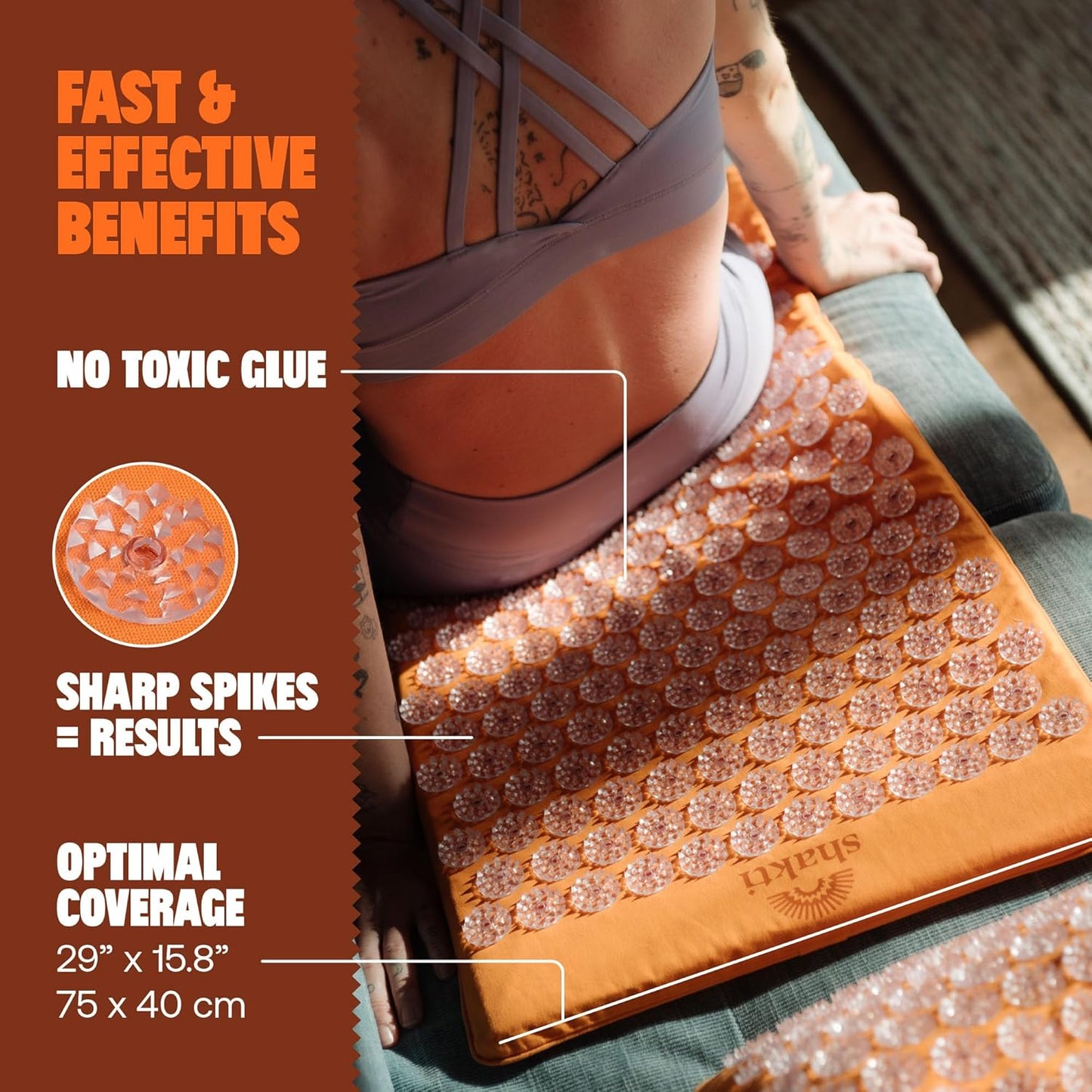 ShaktiMat Premium Acupressure Mat, Level 1 in Amber, Massage Muscles, Aid Sleep & Unlock Inner Tension | Similar to Acupuncture, No Needles Required | FSA/HSA Eligible