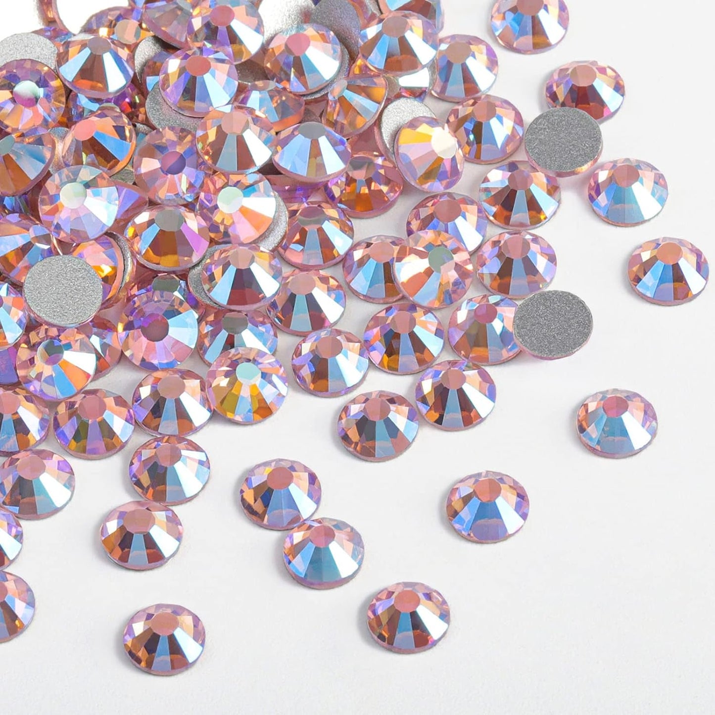 Beadsland 1440 Pieces Flat Back Crystal Rhinestones Round Gems,Light Pink AB,SS10,2.7-2.9mm