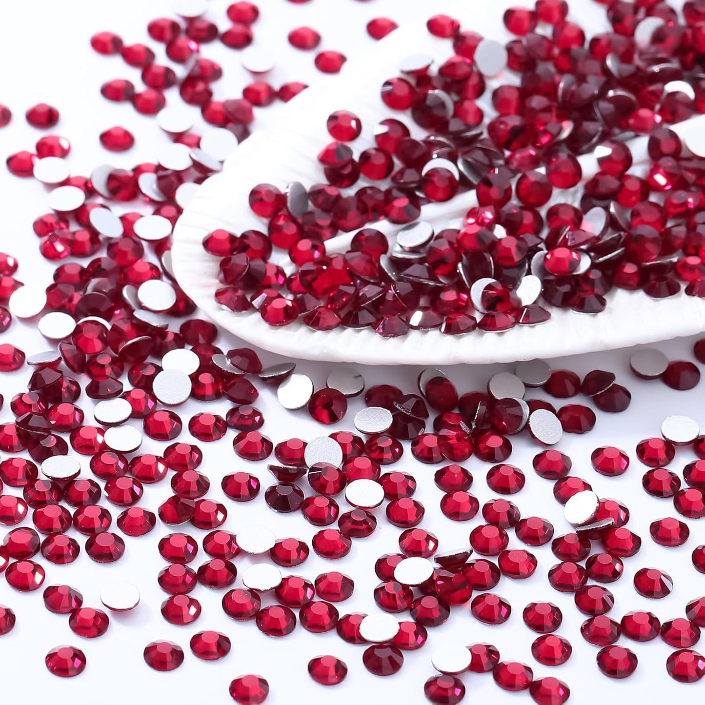 Siam Flatback Rhinestones, Glass Rhinestones for Nail Art and Craft, Glue Fix, Loose Crystal Gemstones(Siam, SS34, 288pcs, 7.1-7.3mm)