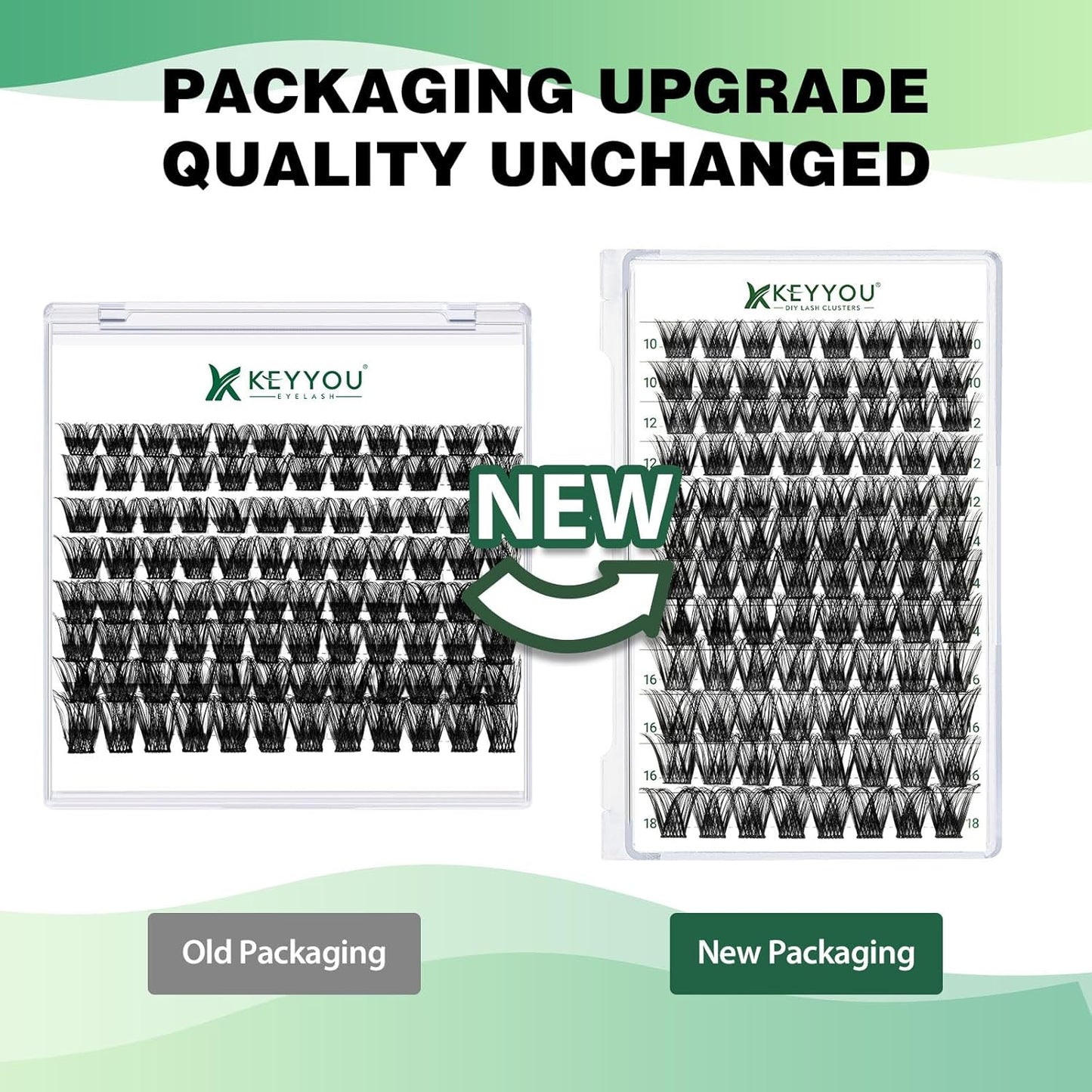 Lash Clusters 96pcs Individual Lashes Y01 C Curl 18mm Cluster Lashes KEYYOU Volume Wispy Lash Extension Soft&Comfortable Easy DIY at Home(Y01,C-18mm)