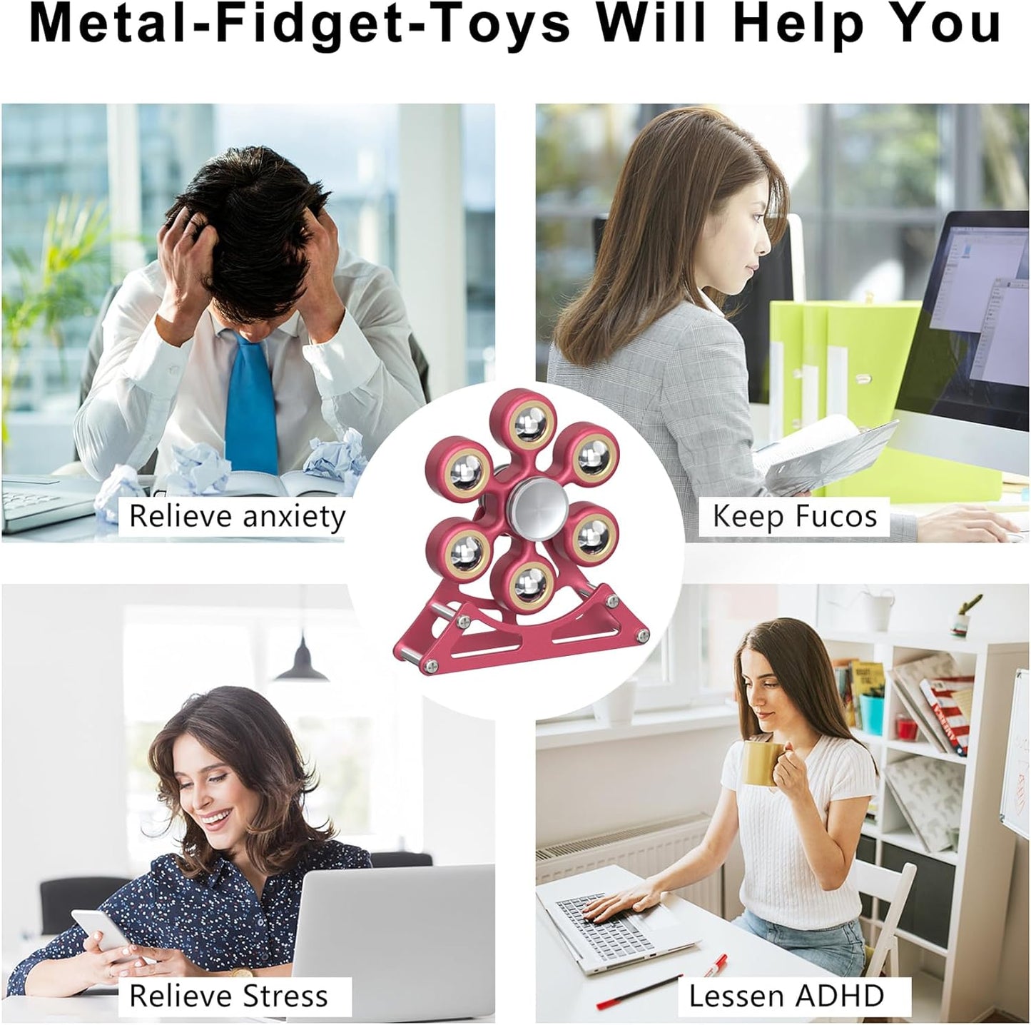 Desk-Fidget-Toys for Ferris-Wheels-Spinner: 4mins Metal Kinetic-Spinner Cool-Gadgets for Office Home School Christmas, EDC-Toy ADHD Tools Cool-Stuff Stress Relief Gift for Kid Children Teen Adult