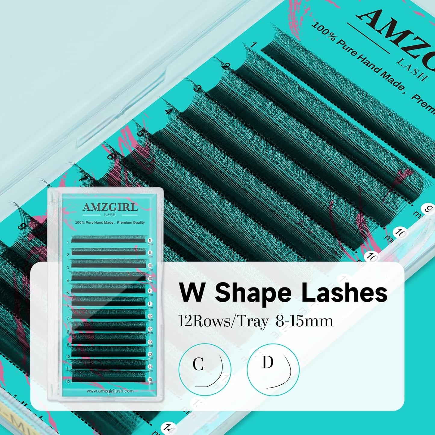 Eyelash Extensions 3DW C Curl,Mixed Length Lash Extension Supplies Easy Fan Individual Lashes Premium Classic Lash Soft Matte Dark Professional Eyelashes Extension(8-15mm)