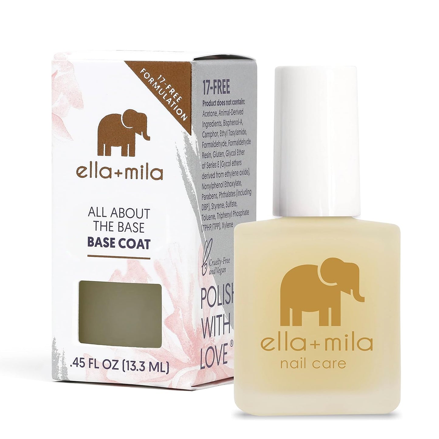 ella+mila All About the Base - Coat Nail Polish - Long-lasting Ridge Filler Base Coat - Nail Care that Helps Smooth & Fill Natural Nails (0.45 fl oz)
