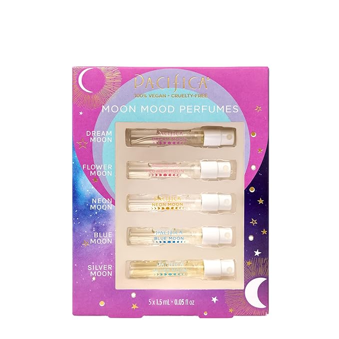 Pacifica Beauty Wanderlust & Moon Moods Perfume Set, Travel Fragrances, Island Vanilla, French Lilac, Clean Vegan Perfume, 0.05 fl oz Each (Set of 10)