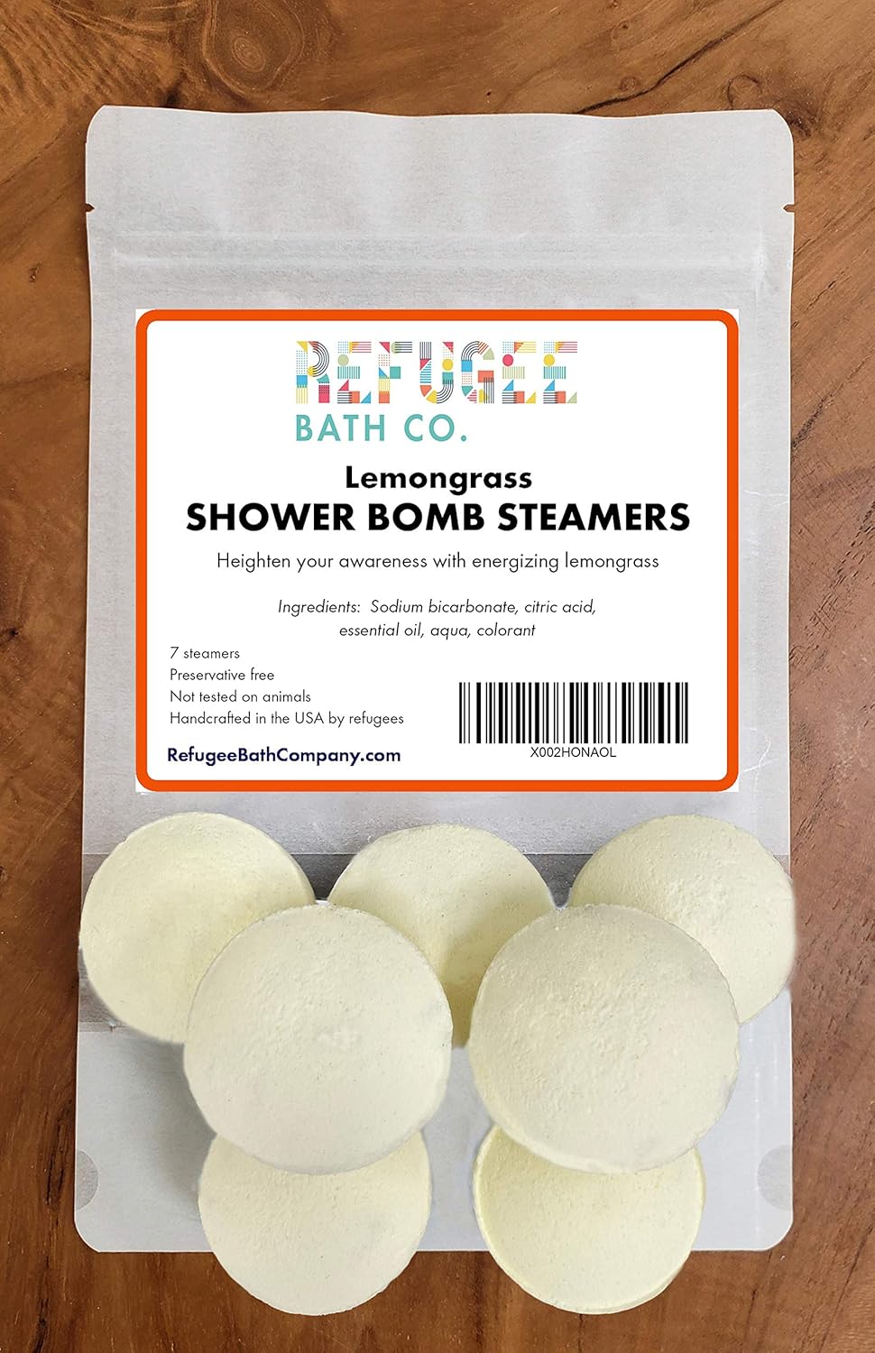 Shower Bomb Steamers | 7 Pack | Handmade in USA | Support Refugee Employment in USA (Lemongrass)