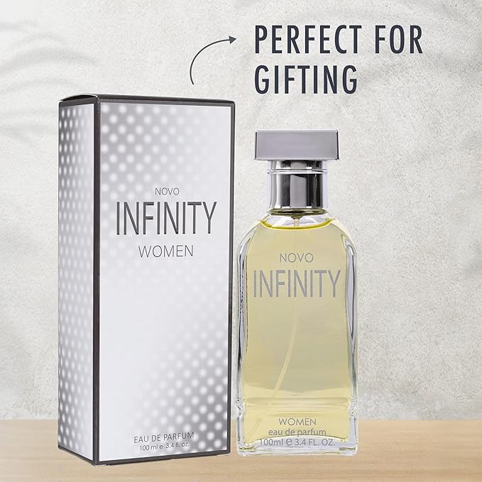 Novo Infinity for Women - 3.4 Fluid Ounce Eau De Parfum Spray Refreshing Mix of Citrus Floral & Musk Fragrances Smell Fresh All Day Long Lovely Gift Occasions