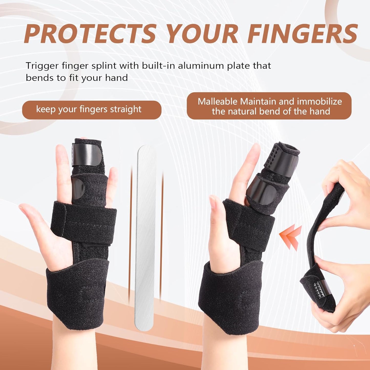 2 Finger Splint, Adjustable Finger Brace, Finger Metal Support for Broken Fingers, Mallet Finger Splints, Trigger Finger Straightener, Arthritis, Pain Relief, Injury, Fracture, Sprains(L/XL)