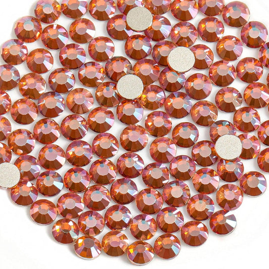 Beadsland 1440 Pieces Flat Back Crystal Rhinestones Round Gems,Amber,SS10,2.7-2.9mm
