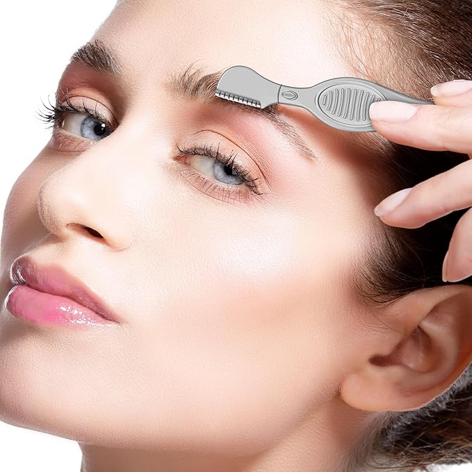 Mudder 28 Pcs Eyebrow Razor Knife Shaver Trimmer Shaver Multipurpose Exfoliating Tool Facial Hair Removal for Women Valentine Gift Giving(Gray)