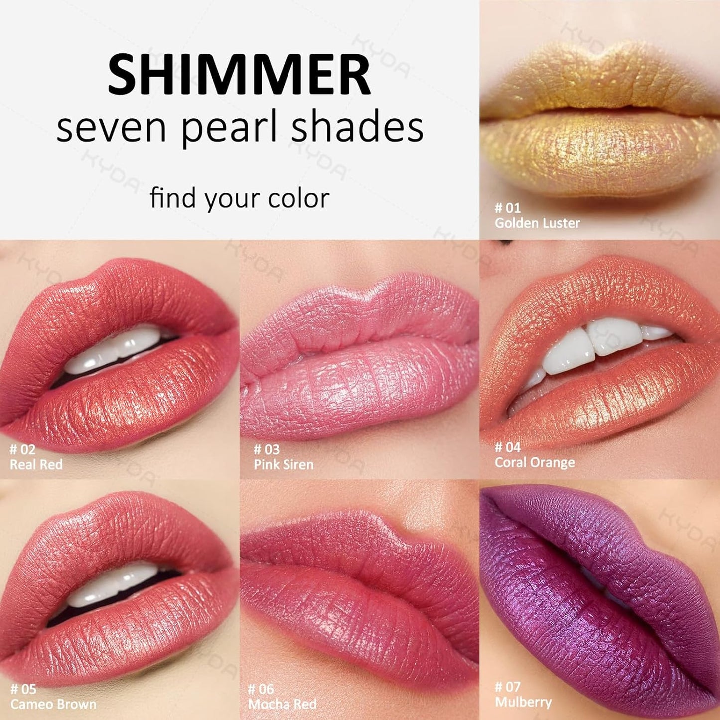 KYDA Orange Shimmer Lipstick, Metallic Pearl Lipstick, Lasting Non-sticky Glitter Lips Color, High Glossy Lips Makeup for Women, Coral Orange