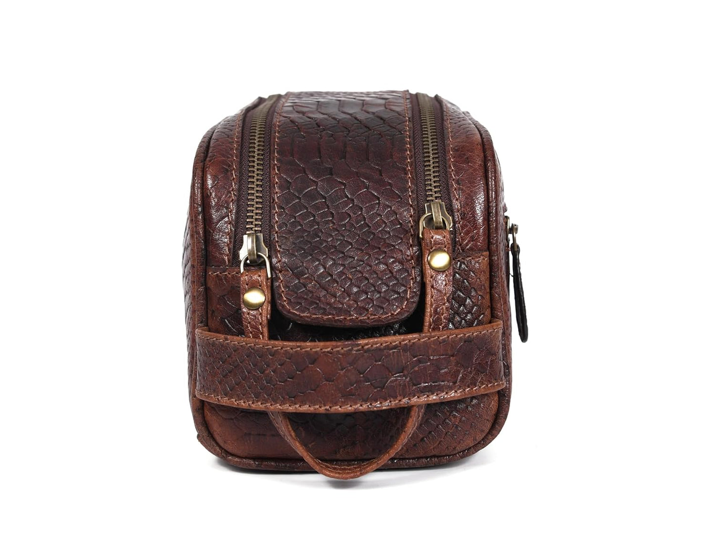 10" Premium Leather Toiletry Travel Pouch With Waterproof Lining | King-Size Handcrafted Vintage Dopp - Kit Gift for Father's Day By Aaron Leather Goods