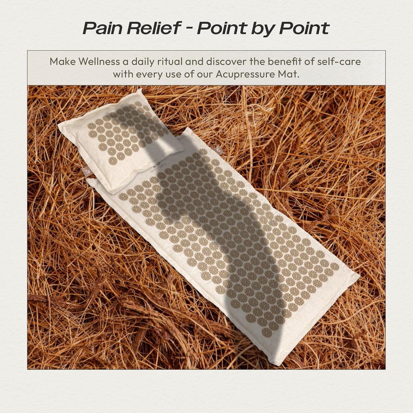 Acupressure Mat & Pillow Set with Hot/Cold Gel Pack for Back and Neck Pain Relief, Sciatica and Pressure Point Aches - Ideal Acupuncture Mat for Sleeping Aid & Workout Recovery (Natural Linen)