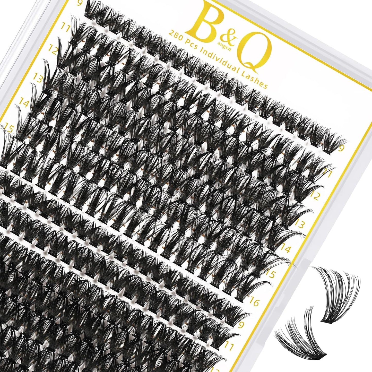 B&Q Lash Clusters 280PCS Eyelash Clusters, 40 50 D 9-16MIX Individual Lash Comfortable Eyelash Extension, Classic Look Pestañas Postizas (4050D)