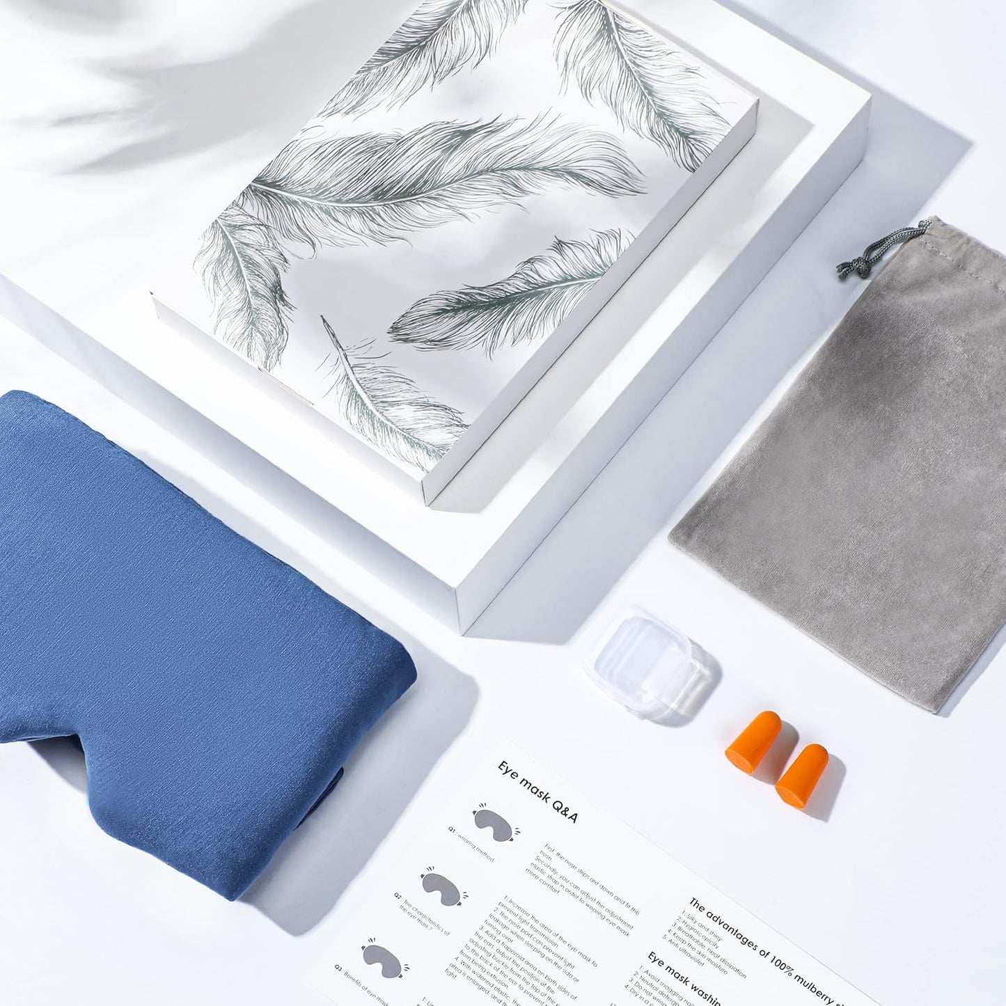 FRESHME Pure Handmade Cotton Sleep Mask - Blackout Eye Mask with Adjustable Velcro Soft and Comfortable Eye Blinder Shade for Men Women Travel Office Nap Airplane Blue