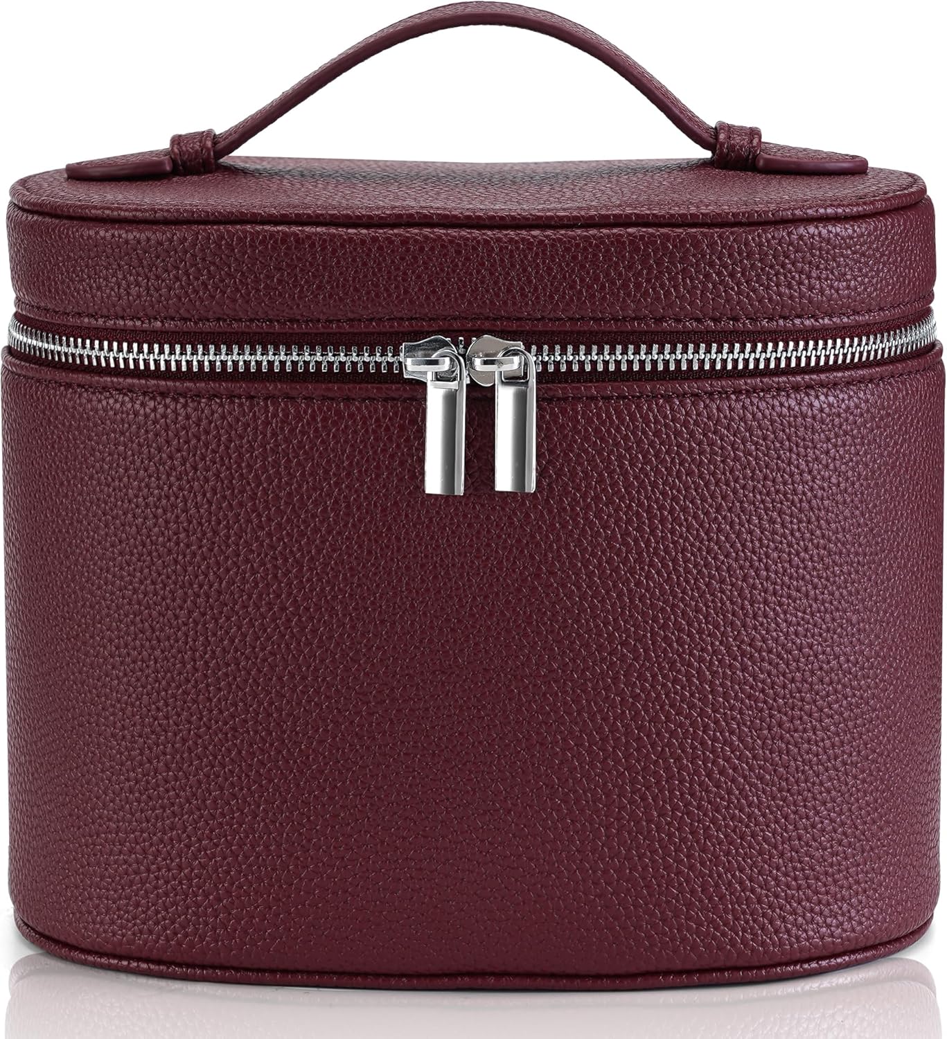 Makeup Bag Vanity Case Cosmetic Bag with Removable Divider Travel Toiletry Bag for Women Portable Make up Box Organizer, Burgundy