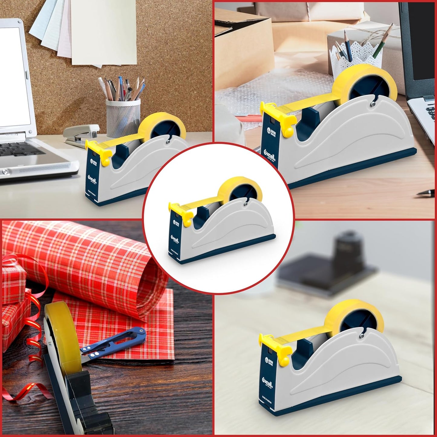 GGR Supplies ET-1170 Blue/Grey Premium Steel Desk Top Dispenser: 1 in. Wide (3 in. core). Manufactured by EXCELL