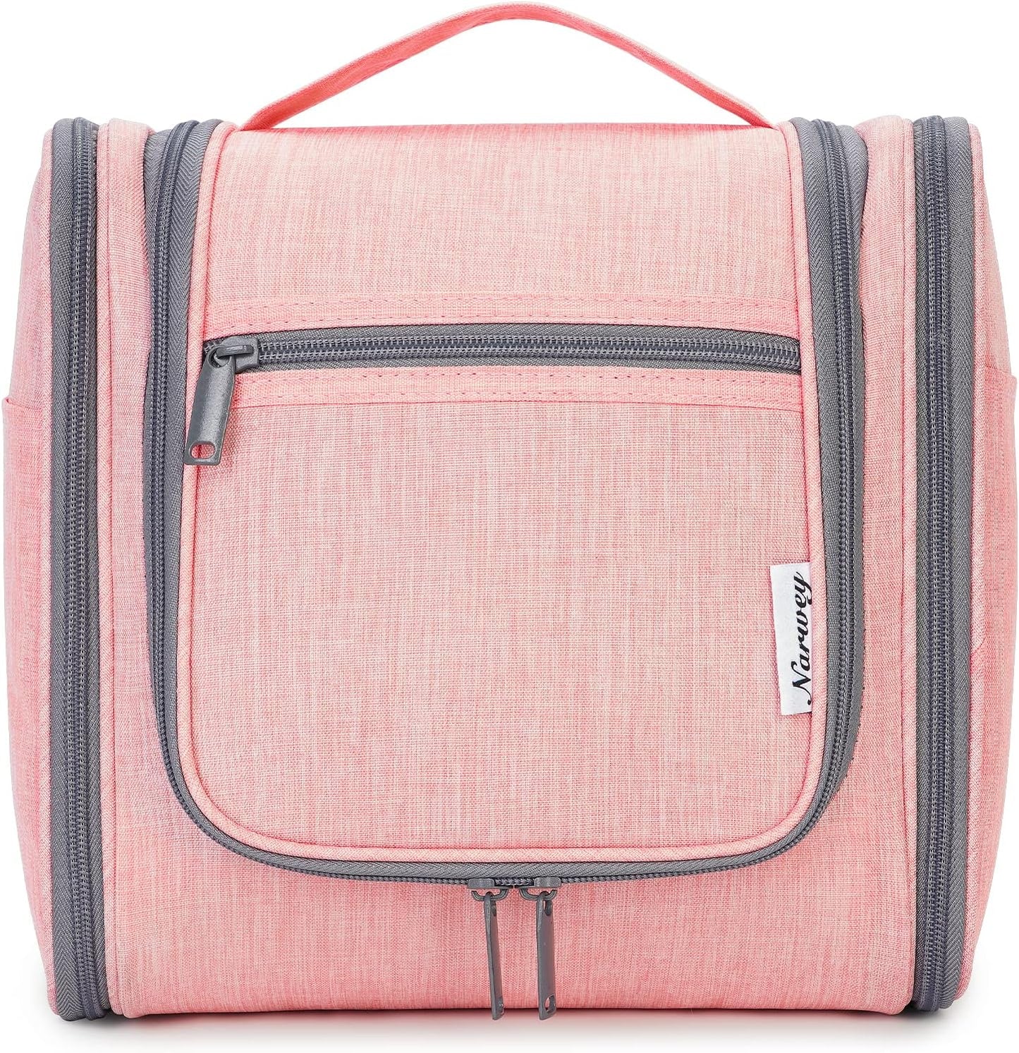 Narwey Hanging Toiletry Bag for Women Travel Makeup Bag Organizer Toiletries Bag for Cosmetics Essentials Accessories(Large, Pink)