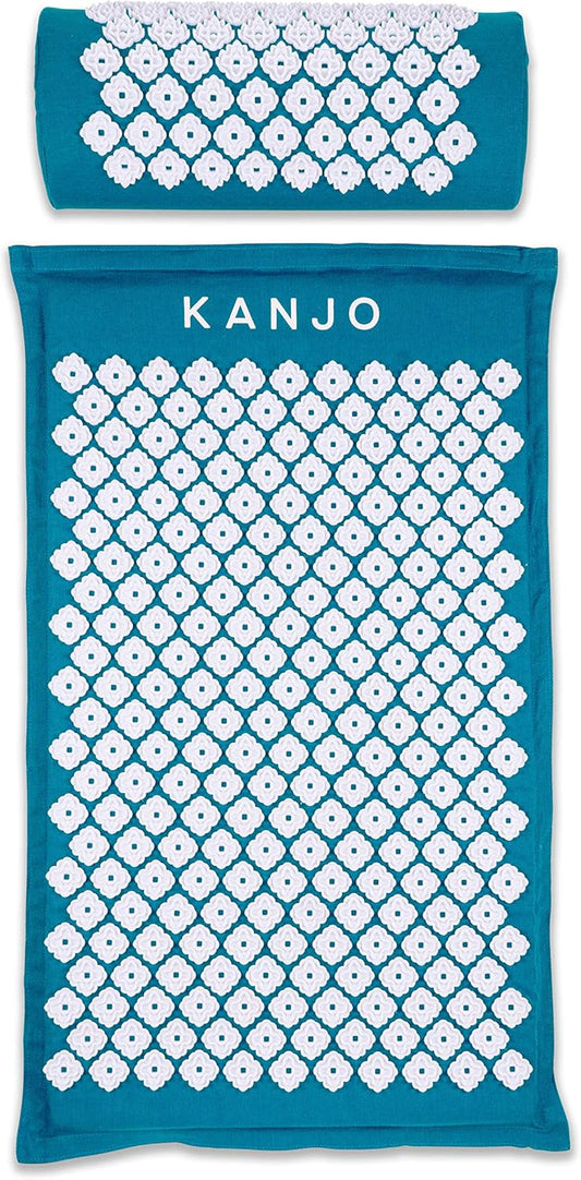Kanjo Acupressure Mat and Pillow Set for Back Pain Relief & Neck Pain Relief, with Pressure Points for Muscle Pain Relief with Travel Bag - Sapphire Blue
