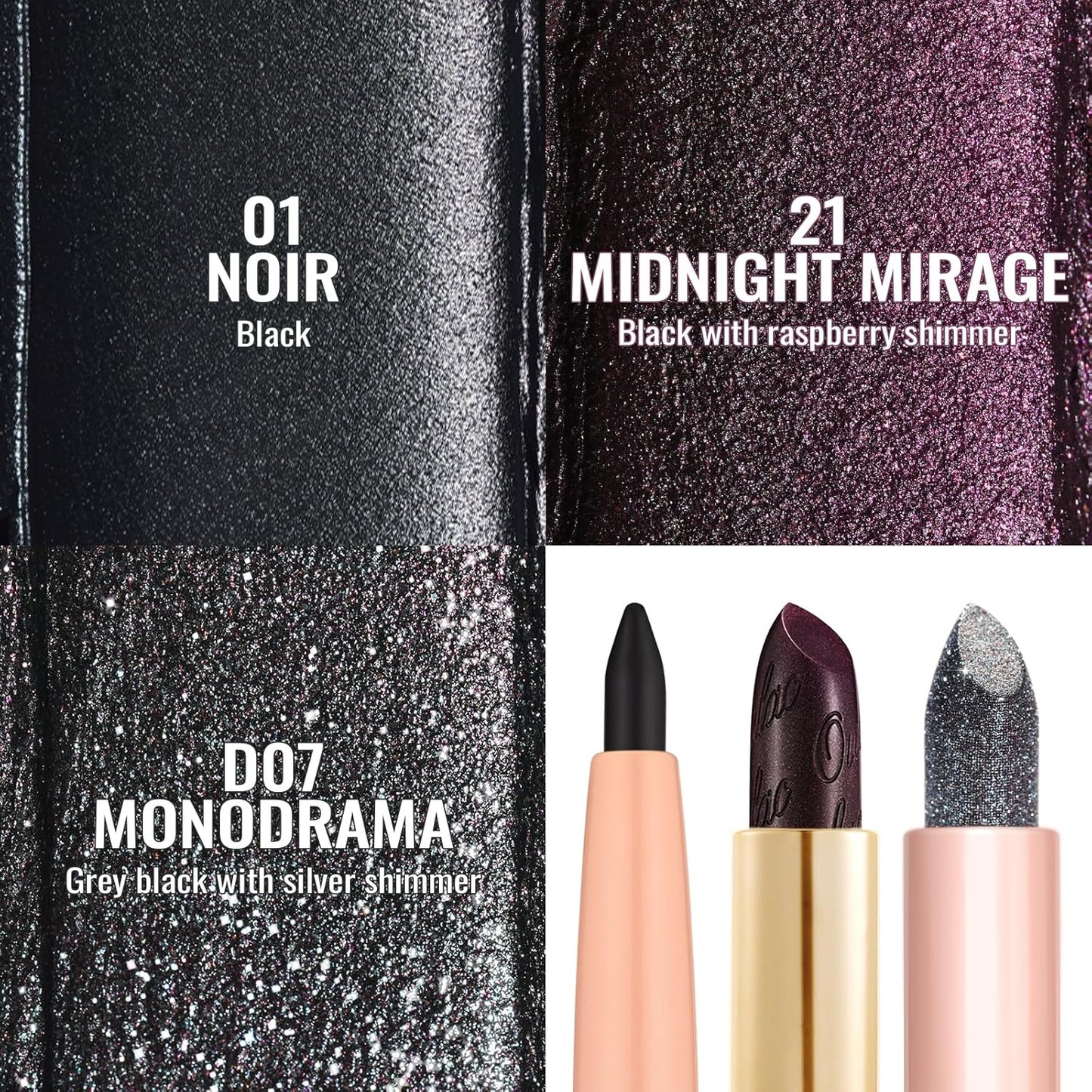 Oulac Lipstick & Lipliner Set 3PCS High Impact Lipcolor with Moisturizing Formula, Vegan Beauty, Full-Coverage Lip Color, Gift Lipstick for Women, 01+21+D07