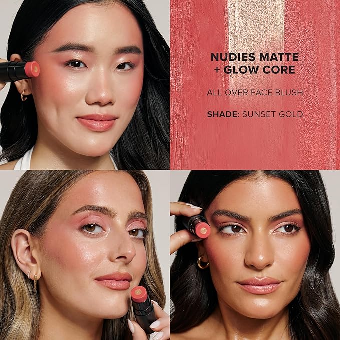 Nudies Matte + Glow Core All Over Face Blush Color - Sunset Gold