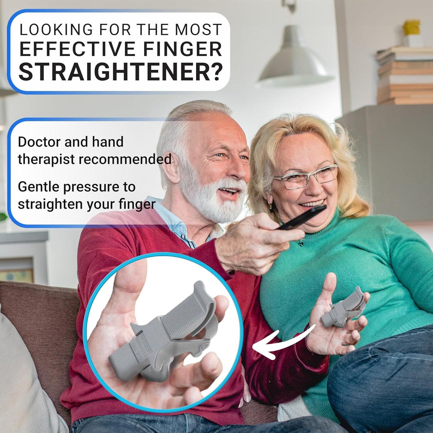 Finger Straightener | PIP Extension Orthosis/Splint For Bent Fingers, PIP Flexion Contractures | Adjustable Joint Stretcher Device | Made in USA | Gray/Small