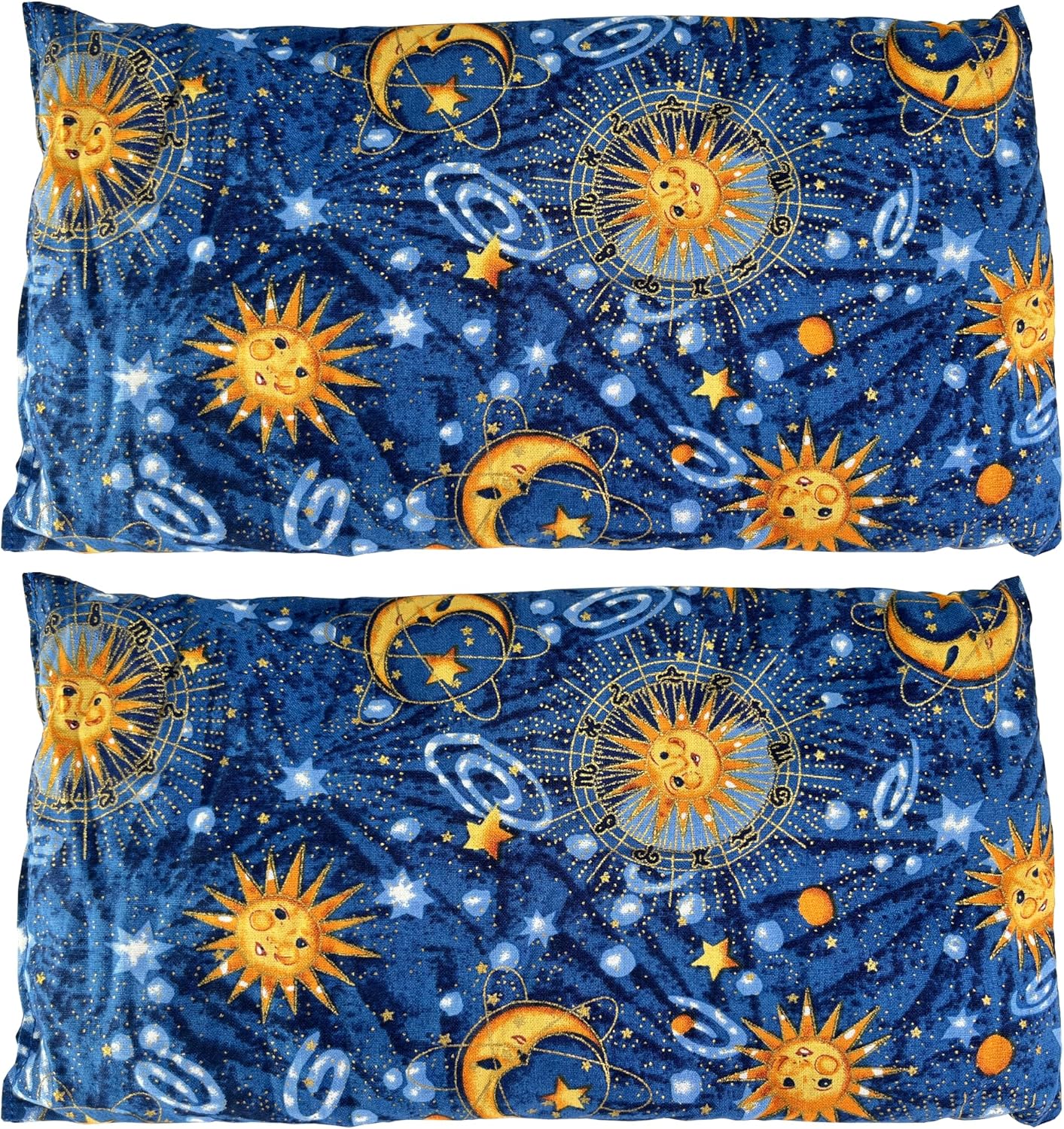 Nature's Approach - Basic Herb Pack Rice Heating Pad Microwavable Reusable Heat Pack with Herbal Aromatherapy Fill, Freezer and Microwave Safe for Hot and Cold Therapy, 2 Pack Celestial Indigo