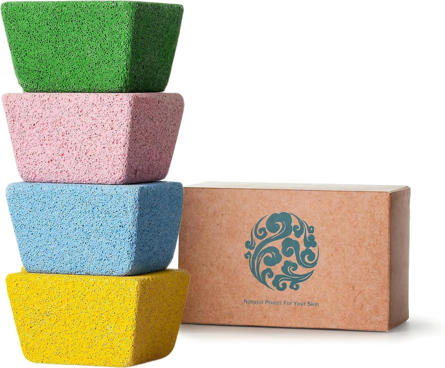 Multi-Color Pumice Stone Set – Ergonomic Trapezoid Foot File, 4-Pack in Pink, Yellow, Blue, & Green – Ideal for Callus Removal, Dead Skin Exfoliation,Cracked Heel Treatment – Durable & Thick