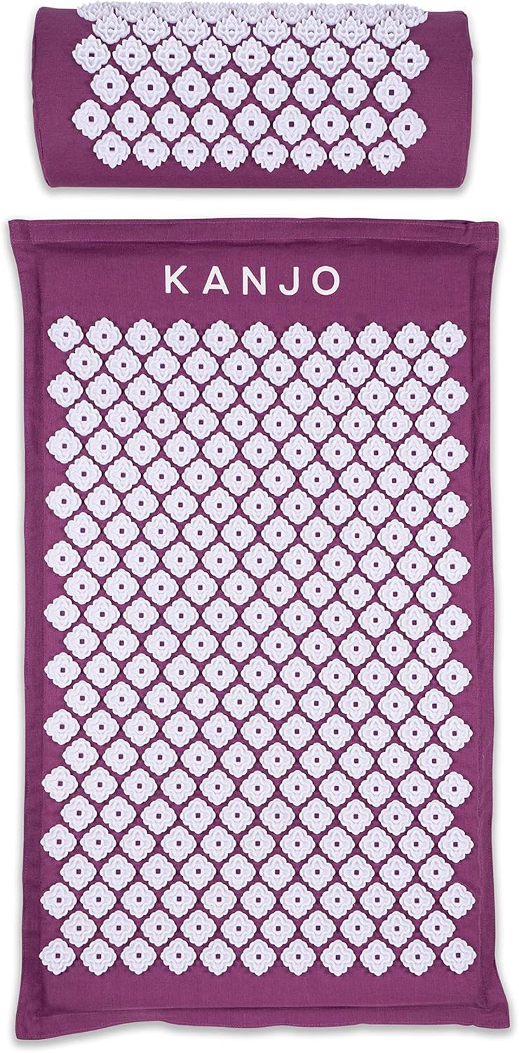 Kanjo Acupressure Mat and Pillow Set for Back Pain Relief & Neck Pain Relief, with Pressure Points for Muscle Pain Relief with Travel Bag - Amethyst