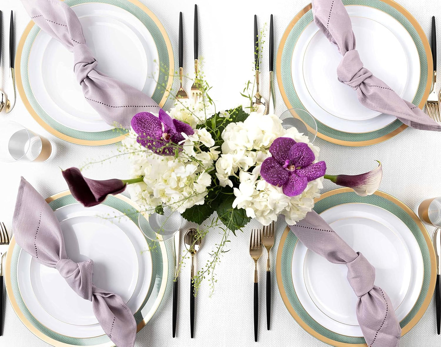 PLASTICPRO [30 Pack 6.3''] White Plastic Party Plates With Gold Rim Edge Collection Premium heavyweight Elegant Disposable Tableware Dishes