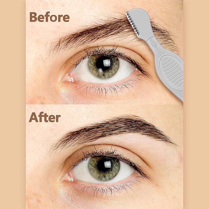 Mudder 28 Pcs Eyebrow Razor Knife Shaver Trimmer Shaver Multipurpose Exfoliating Tool Facial Hair Removal for Women Valentine Gift Giving(Black,Gray)