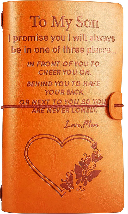 Son Journal Gift from Mom-Son Graduation Gift-Son Birthday Gift-Son Christmas Gift-Son Going Away Gift-Son Leaving Gift-Refillable Photo Diary Notebook Gift for Son