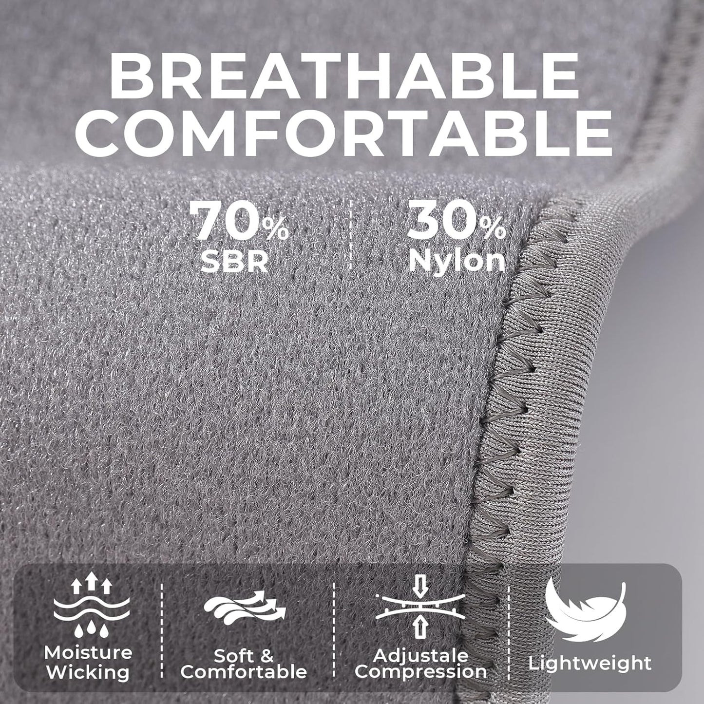 NeoTech Care Wrist Band - Elastic & Breathable Fabric - Adjustable Compression Strap - Men, Women, Right or Left - Support Wrap for Protection or Sports (Gray Color, Size M, 1 Pair)