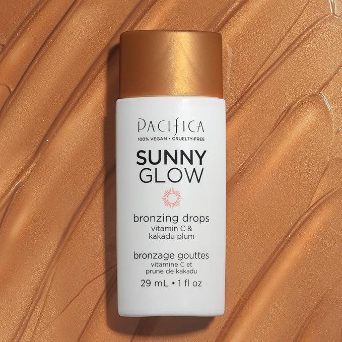 Pacifica Sunny Glow Liquid Face Bronzer Drops - Face Makeup Bronzing For Face & Cheeks for Instant Sun-Kissed Glow - Vitamin C & Glycolic Acid Infused Liquid Bronzer Illuminating Highlighting Clean