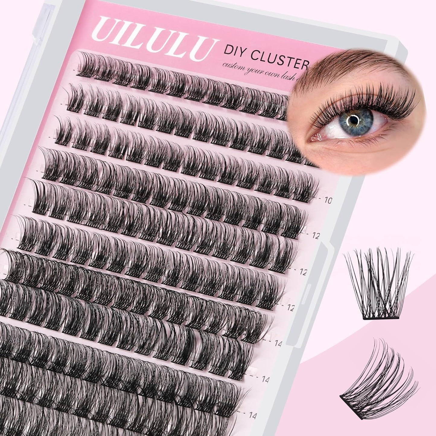 Lash Clusters D Curl Fluffy Clusters Lashes 0.07D 10-16 MIX 144 Eyelashes Individual Lashes Clusters DIY Lash Extensions at Home False Lashes Wide Band Natural Eye Lash Clusters(10-16mix)