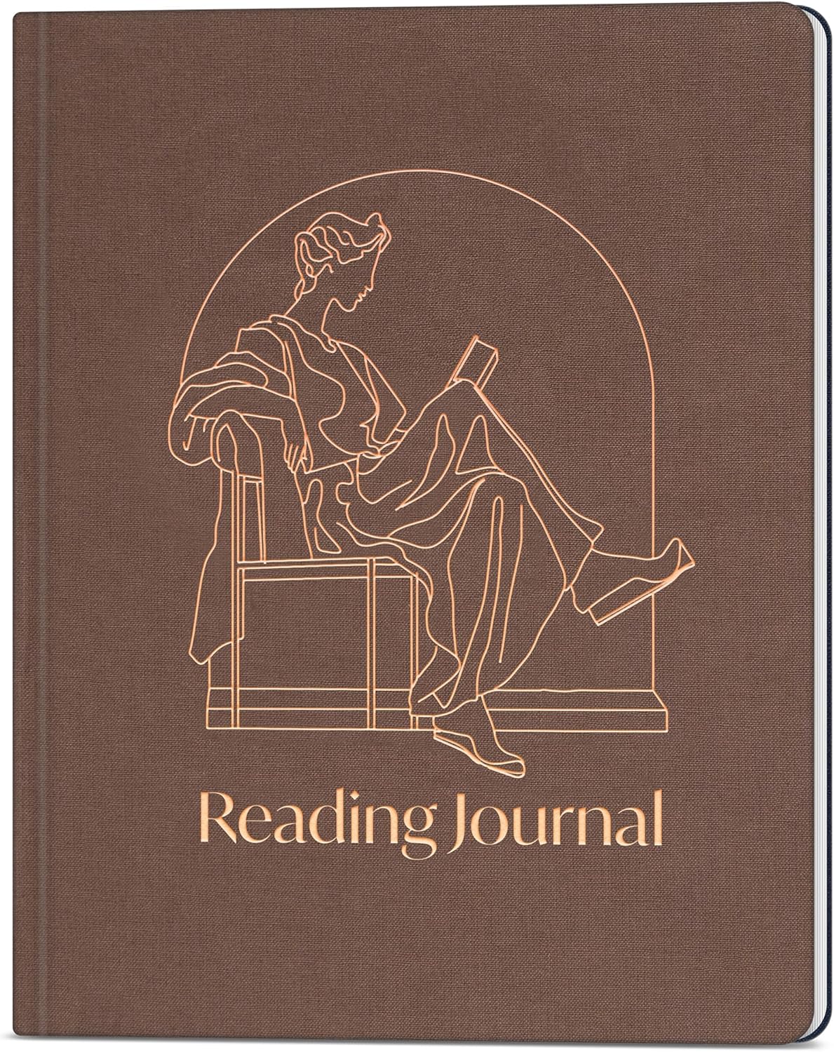 Skyline Reading Journal – Book Review Log & Tracker for Reading Tracking – Accessories & Gift for Book Lover, 7.6x9.2” (Dark Terracotta Gold Foil)