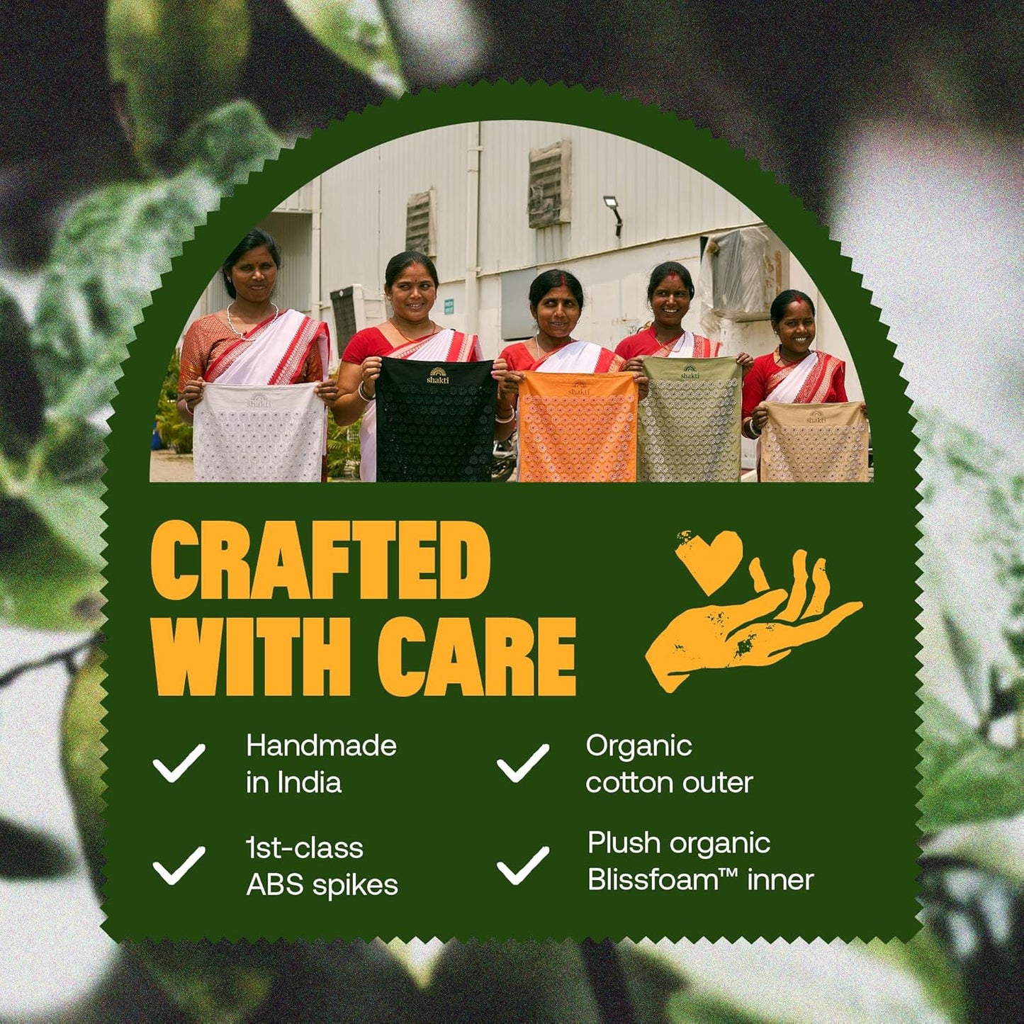 ShaktiMat Premium Acupressure Mat, Level 1 Intensity in Tulsi, Massage Muscles, Aid Sleep & Unlock Inner Tension | Similar to Acupuncture | FSA/HSA Eligible | Organic Cotton Certified