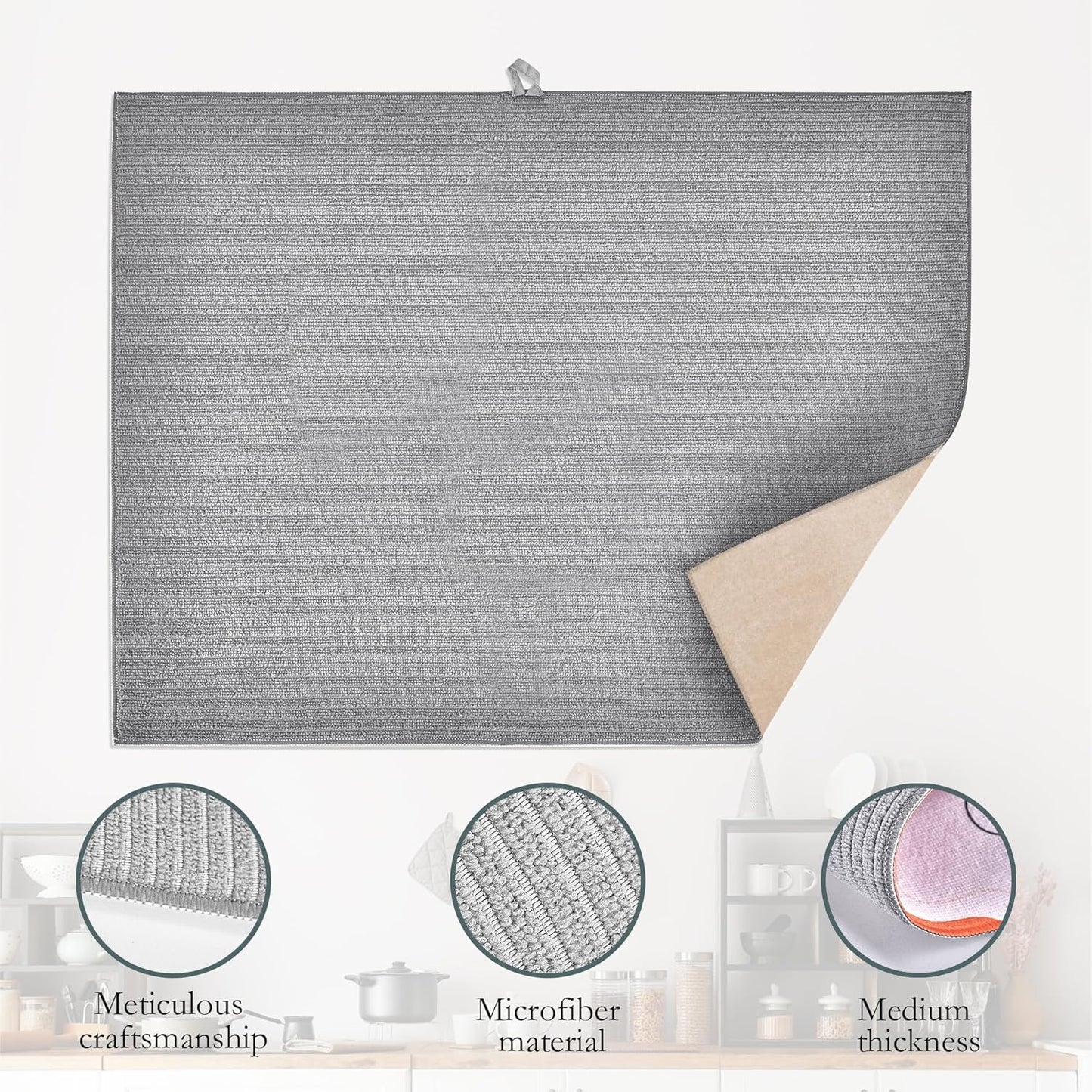 Boho Abstract Dish Drying Mats 18x24 Inch,Geometric Modern Art Dish Pad Drying Rack Mat for Kitchen Counter Ultra Absorbent Microfiber Dishware Coffee Maker Bar Countertop Decor