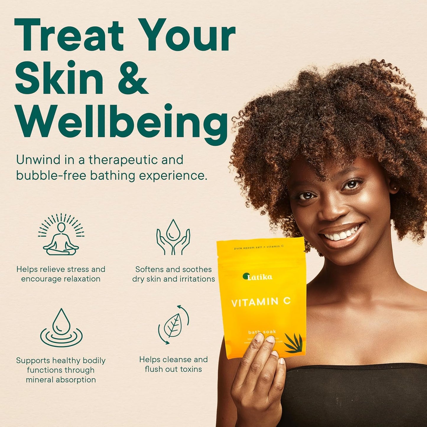 Soaks Set of 3 - Vitamin C Bath Soaks with Sweet Orange and Geranium Rose - Moisturizing Epsom Salt Soaks for Stress Relief, Detox, and Antioxidant Skincare - at Home Spa Retreat