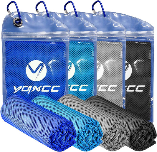 YQXCC Cooling Towels | 4 Pack 40"x12" | Cool for Neck | Microfiber Soft Breathable Chilly | for Sports, Yoga, Golf, Gym, Camping, Running, Workout & More Activities