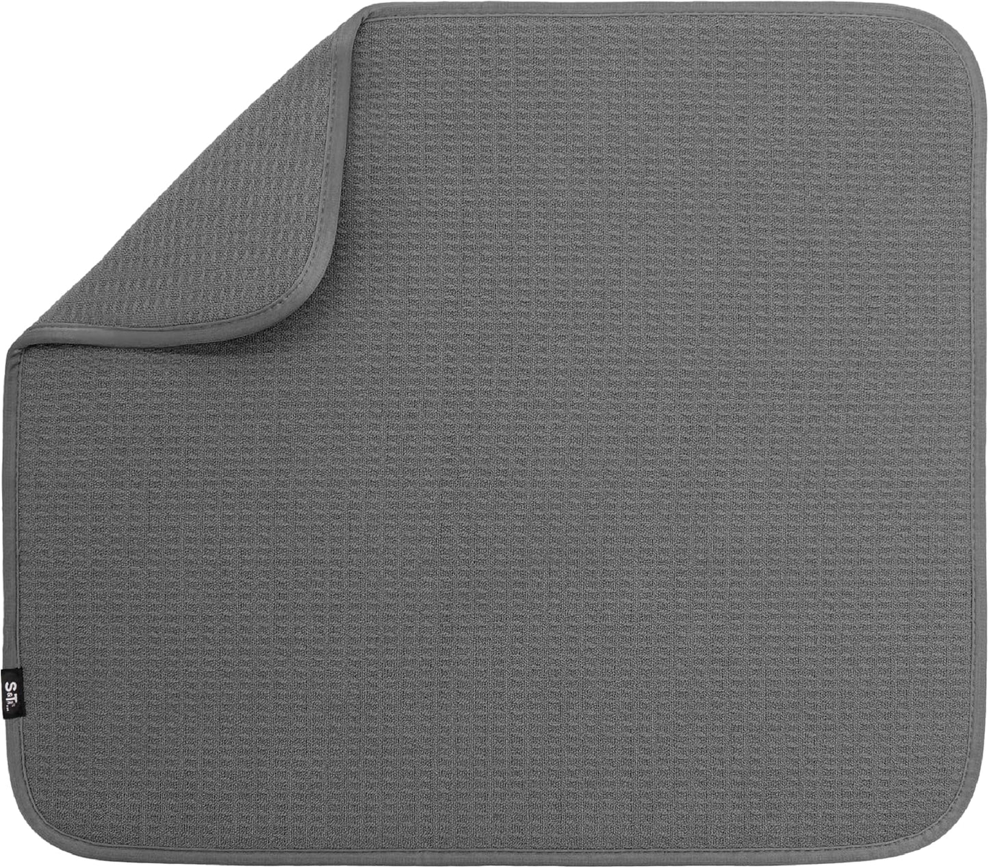 S&T INC. Dish Drying Mat, 16” x 18”, Absorbent Microfiber Kitchen Counter Mat, Dish Drying Pad for Dishes, Utensils, Pots and Pans, Large, Charcoal