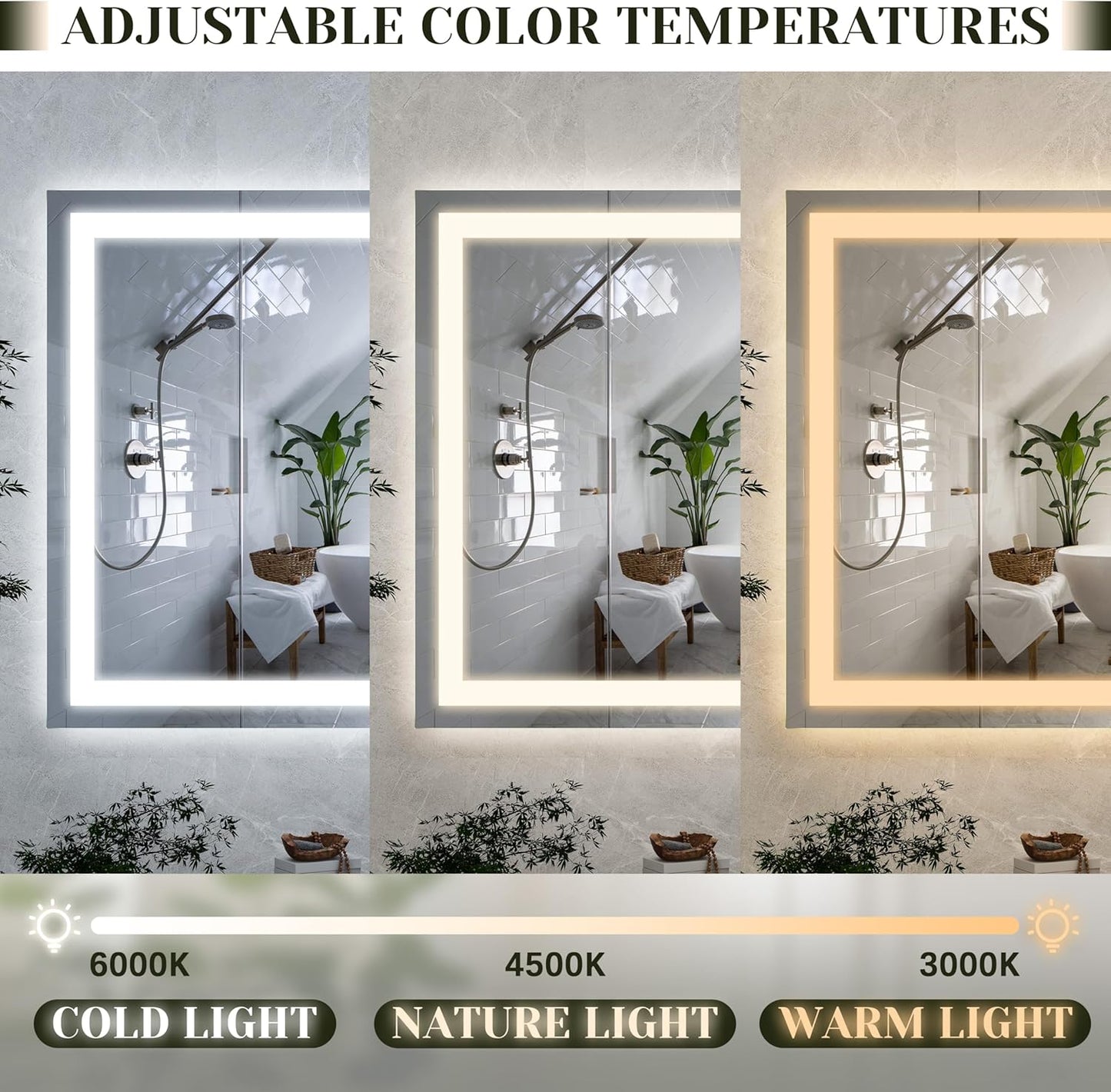 32x 22 Inch Large Lighted Vanity Mirror with Dimmable 3 Modes, LED Makeup Mirror for Bathroom ＆ Dressing Room, Tabletop or Wall-Mounted, White