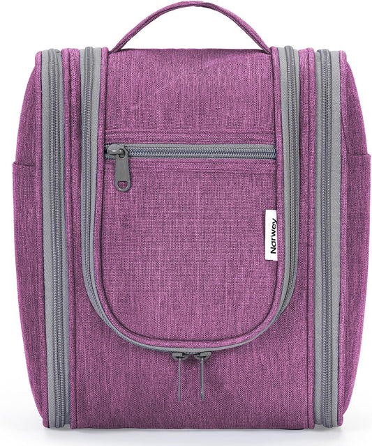 Narwey Small Hanging Toiletry Bag Women Travel Makeup Bag Organizer Toiletries Bag for Travel Size Essentials Accessories Cosmetics (Medium, Dark Purple)